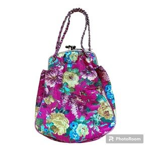 Charming Charlies Sequin Pink Floral Hobo Bag NWOT